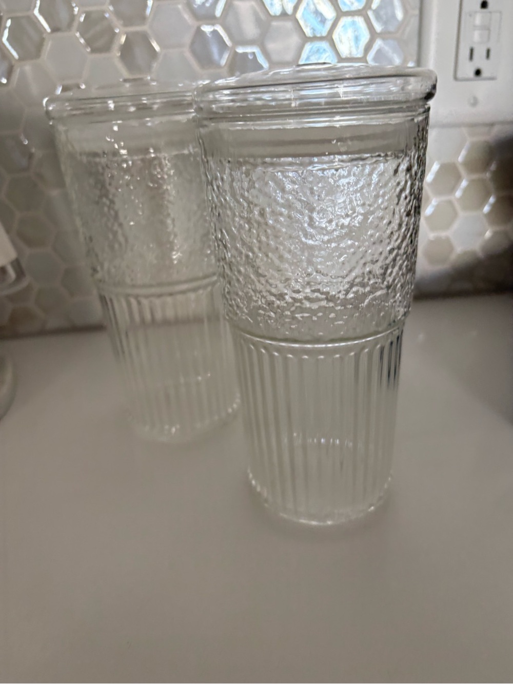 Clear Textured Glass Tumbler - Classic Home Dining Glassware